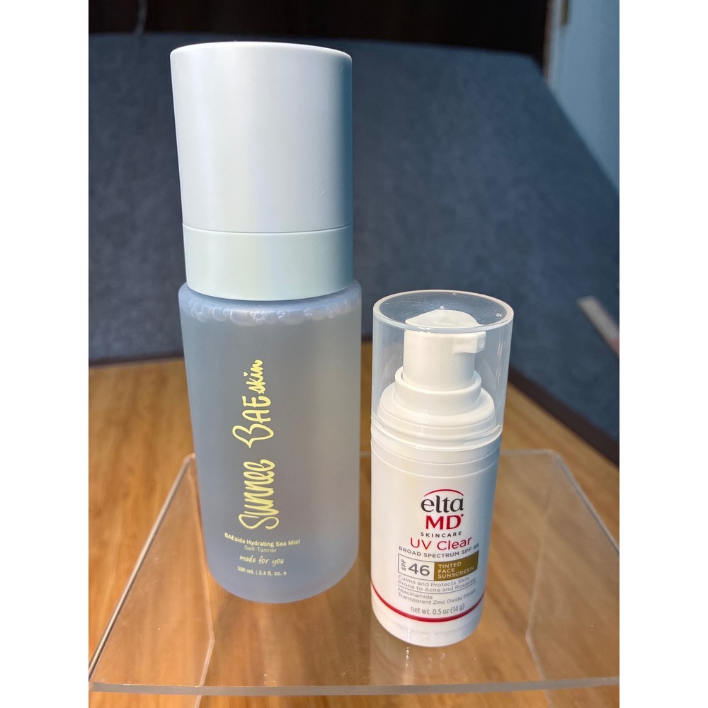 Sunnee BAEskin Hydrating Sea Mist Self-Tanner &EltaMD UV Clear SPF 46 Tinted set